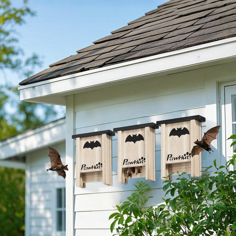 Rootz 3-Set Bat Box - Bat House - Bat Habitat - Waterproof Coating - 18cm x 6cm x 22.5cm