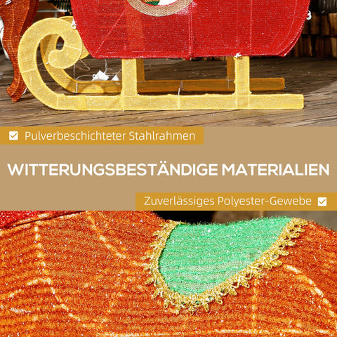 Rootz Shining Christmas Decoration - Santa Claus on Sled - Festive Reindeer Set - 246 LED Lights - Cozy Ambiance - 77L x 28B x 99H cm