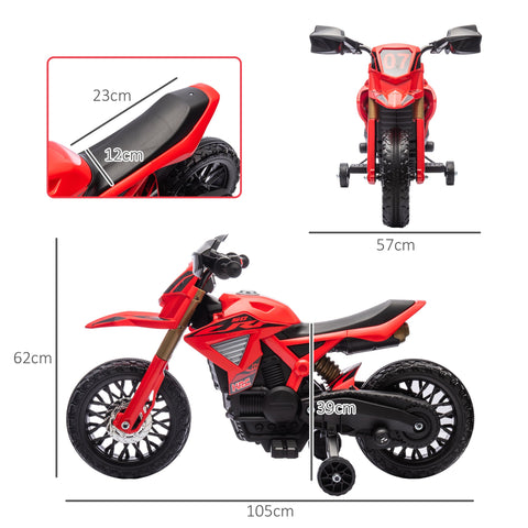 Rootz Electric Motorcycle for Children - Kid's Ride-On Motorbike - Toy Bike - Safe Training Wheels - 105L x 57W x 62H cm