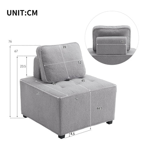 Rootz Modular Living Room Sofa - Couch - Sectional Seating - Softness & Breathability - 76L x 73W x 76H cm