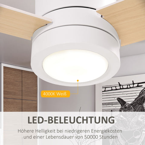 Rootz Ceiling Fan with LED Light - Ceiling Lamp - Ceiling Fixture - Remote Control - 2-in-1 Design - 112cm x 25cm