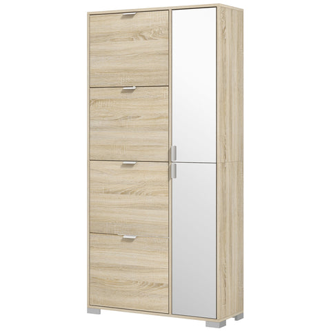 Rootz Shoe Cabinet - Shoe Storage - Mirror Doors - Durable & Stable - 82cm x 30cm x 168cm