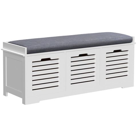 Rootz Shoe Bench Organizer - Shoe Shelf - Entryway Storage - Comfortable Foam Padding - 108l x 35b x 43h cm - White ,Grey