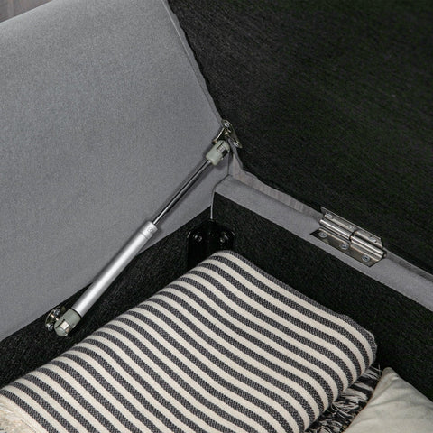 Rootz Upholstered Bed Bench - Velvet Bench - Storage Bench - Elegant Design - Ample Storage - Comfortable Seating - 126cm x 48.5cm x 57cm - Gray