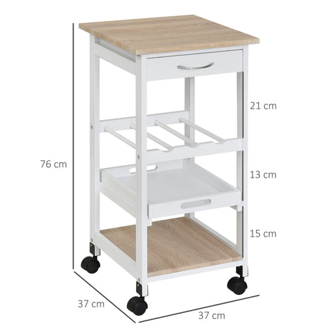 Rootz Kitchen Car Serving Cart - Trolley - Utility Cart - Space-Saving - 37x37x76cm
