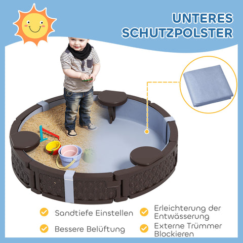 Rootz Sandpit Round Sandbox - Children's Play Sandbox - Kids Outdoor Sandpit - Weatherproof - Ø120 x 22h cm