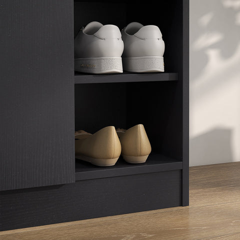 Rootz Entrance Shoe Cabinet - Shoe Organizer - Footwear Storage - Adjustable Shelf - 83L x 30W x 90H cm - Black