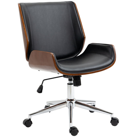 Rootz Vinsetto Desk Chair - Office Chair - Swivel Chair - Comfort & Style - Height Adjustable - Faux Leather - 53cm x 60cm x 86-96cm
