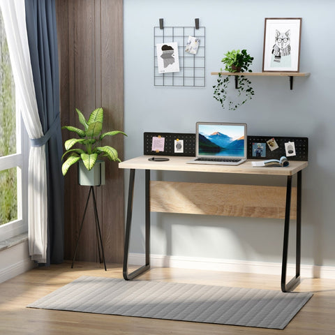 Rootz Folding Desk Office Table - Minimalist Desk - Workspace Table - Spacious Table Top - Practical Pegboard - Cable Management - 110W x 48D x 90H cm - Chipboard and Metal
