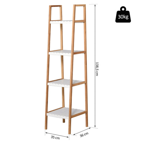 Rootz Bamboo Bathroom Shelf - Bathroom Organizer - Storage Rack - Moisture Resistant - 35W x 36D x 138.5H cm