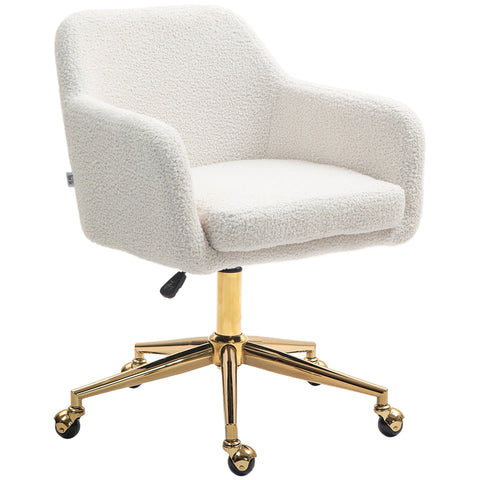 Rootz Height-Adjustable HomeOffice Chair - Desk Chair - Swivel Chair - Luxurious Comfort - 60x61x79-88cm - White Velvety Cover