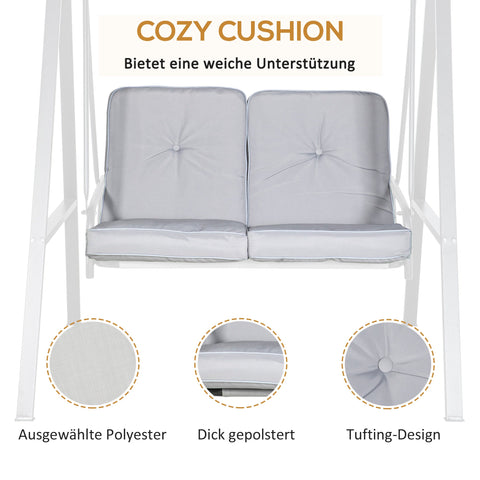 Rootz Hollywood Swing - 2-Seater Garden Swing - Patio Hammock - Steel Frame - Adjustable Roof - 145 x 116 x 172 cm - Up to 220kg Capacity