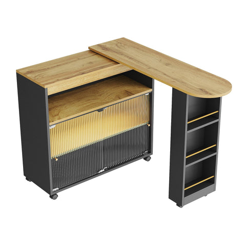 Rootz Extendable Bar Table - Movable Bar Table - Telescopic Bar Table - LED Lights - Modern Design - 138-204 x 39 x 105 cm