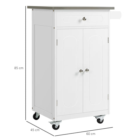 Rootz Kitchen Service Trolley with Wheels - Mobile Utility Cart - Rolling Storage Unit - Ample Storage - 60W x 45D x 85H cm