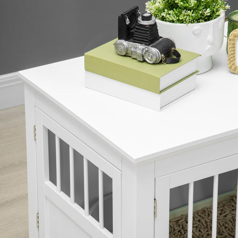 Rootz Dog Cage Furniture - Dog Hut - Dog Box - Magnetic Closure - 78cm x 53cm x 59.3cm - White