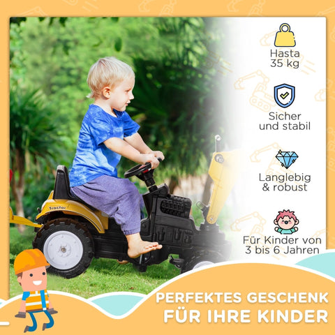 Rootz Children's Excavator - Kids Digger - Ride-On Construction Toy - Enhances Hand-Eye Coordination - Durable & Safe - Interactive Features - 163cm x 42cm x 71cm - Metal & Plastic Frame - Yellow