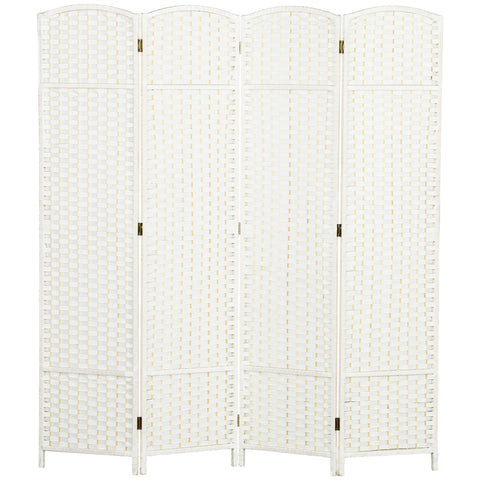 Rootz Room Divider - Space Separator - Privacy Screen - Pine Wood Durability - 160 x 1.6 x 170 cm - White and Foldable with Chic Web Pattern