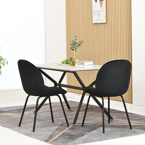 Rootz 2 Piece Set Dining Chairs - Velvet Chairs - Cushioned Seats - Ergonomic Comfort - 52L x 43W x 90H cm