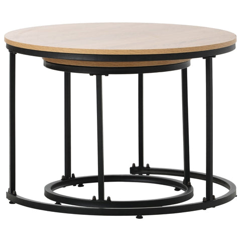 Rootz 2 Piece Set Coffee Tables - Round Tables - Stackable Tables - Space-Saving Design - 70.5cm x 50cm & 45.5cm x 44cm