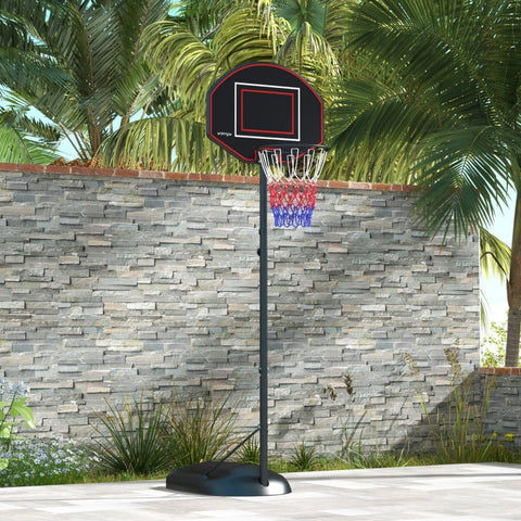 Rootz Basketball Stand - Adjustable Height Hoop - Heavy Duty Steel Frame - Mobile Basketball System - 1.7m to 2.3m Basket Height - 83cm x 2cm x 60cm Back Panel - Black