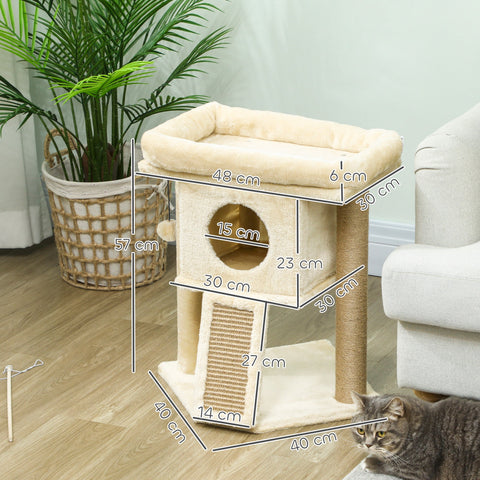 Rootz Cat Tree - Pet Playground - Feline Activity Center - Jute Mat - 40x40x57 cm - Cozy Bed Benefits