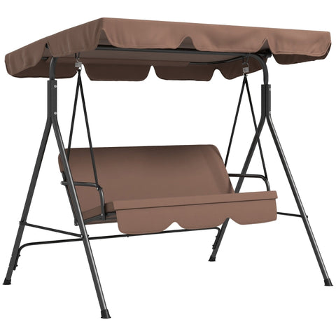 Rootz Hollywood Swing Garden Swing - 3 Seater - Weatherproof Swing - Adjustable Roof - 172cm x 110cm x 153cm - Brown