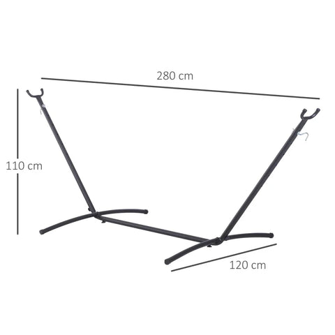 Rootz Hammock Frame - Hammock Stand With Hooks - Universal Hammock - Garden - Camping - Picnic - Black - 280 x 120 x 110 cm