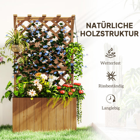 Rootz Hochbet Garden Trellis - Raised Bed - Plant Box - Weatherproof Wood - 64cm x 33cm x 122cm