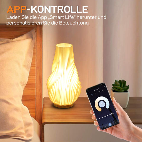 Rootz Smart Table Lamp with App Control - Alexa Lamp - Voice-Controlled Light - 3D Printing - 20cm x 20cm x 34.5cm