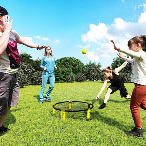 Rootz Roundnet Set Gameet - Spikeball Set - Beach Game - Stability Guaranteed - Ø92 x 20 cm - Yellow & Black