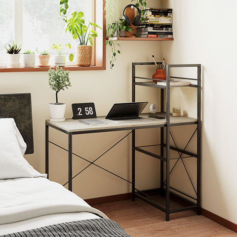 Rootz Computer Table with Reversible Shelves - Office Desk - Computer Desk - Modular Storage - 110x53x115.5cm Brown & Black