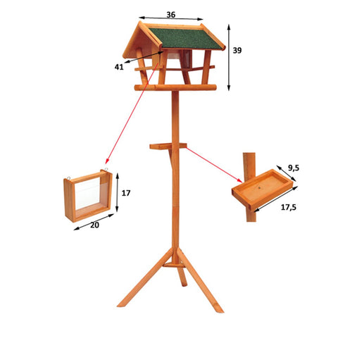 Rootz Bird House Bird Villa Feeder - Bird Shelter - Bird Feeder Stand - Weather-Resistant Pine - 150cm x 42cm x 40.5cm