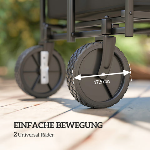 Rootz Foldable Garden Car - Transport Trolley - Heavy Duty Cart - Supports 100kg - 95cm x 55cm x 102cm - Black