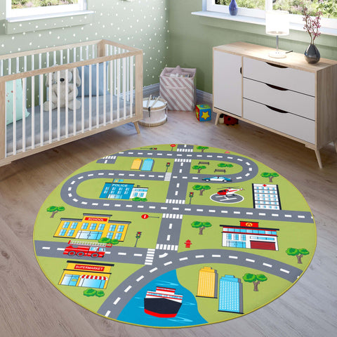 Kids Play Rug – City Streets Design – Soft & Durable – Easy Clean Playmat