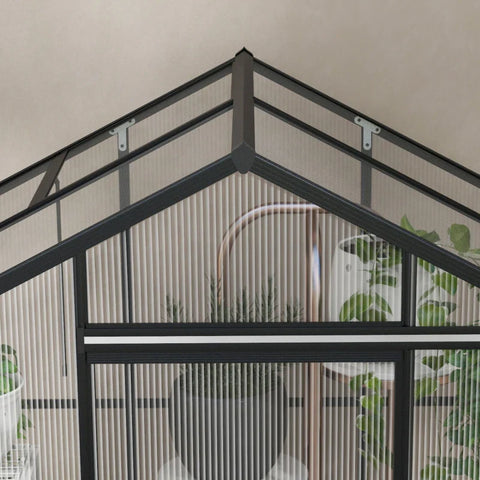 Rootz Greenhouse -  Film Greenhouse - Cold Frame - Weather Resistant - Aluminum Alloy - Polycarbonate - Black - 192 x 131 x 203 cm
