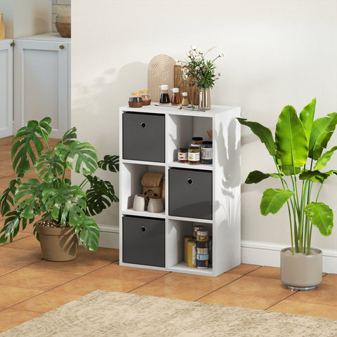 Rootz 6 Compartment Storage Shelf - Organizer - Display Unit - Scratch-Resistant - 53.7cm x 30cm x 79.8cm - Grey