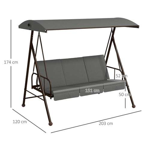 Rootz Garden Swing - Lying Swing - Convertible Hammock - Maximum Comfort - Steel & Polyester - 203cm x 120cm x 174cm