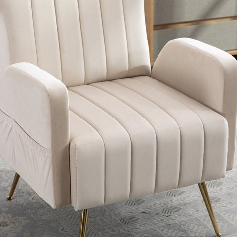 Rootz Elegant Velvet Armchair - Accent Chair - Gold Legs - Superior Comfort - 69cm x 72cm x 90cm - Timeless Design