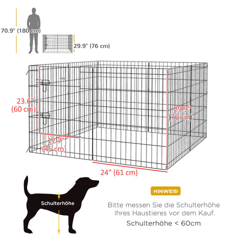 Rootz Pet Playpen for Puppies - Dog Enclosure - Puppy Pen - Secure Door - Metal Wire - 76cm x 61cm Panels