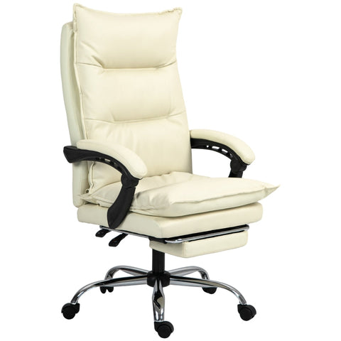 Rootz Ergonomic Office Chair - Computer Chair - Swivel Chair - Faux Leather - Adjustable Height - Beige - 66cm x 72cm x 130cm