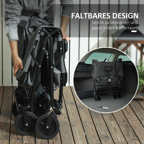 Rootz Garden Car - Transport Cart - Beach Wagon - 120kg Capacity - Foldable - Oxford Fabric - 160L - 100cm x 55cm x 56cm