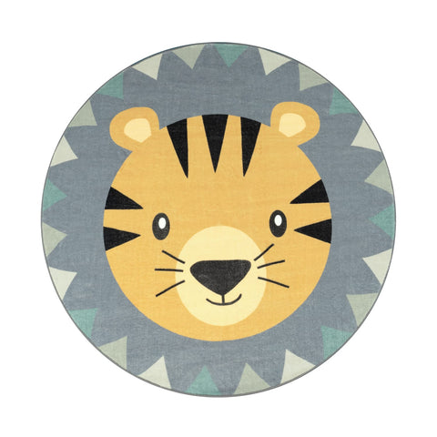 Round Kids' Rug – Soft Short-Pile – Animal Motifs – Durable & Washable