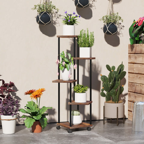 Rootz 5 Level Flower Stand - Plant Stand - Offset Design - Optimal Sunlight - 59l x 59b x 110h cm