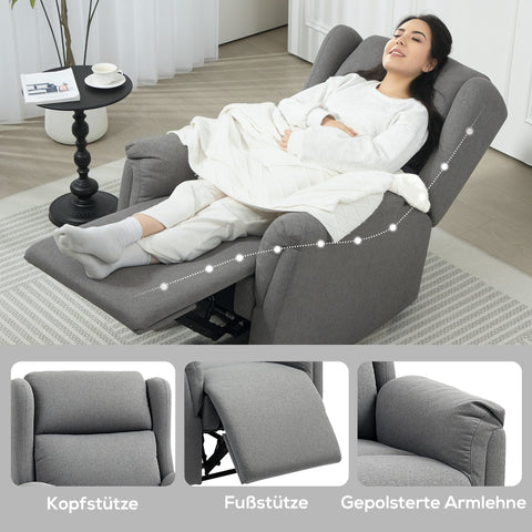 Rootz Adjustable Relaxation Armchair - Upholstery Chair - Recliner Chair - 160° Tilt for Comfort - 80x94x101cm Seated, 80x167x74cm Reclined, Grey