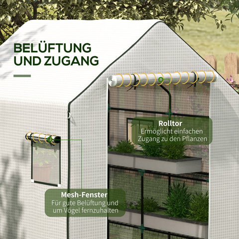 Rootz Greenhouse Film Replacement - Waterproof Tarpaulin - UV-Resistant Cover - Easy Access - 140 x 143 x 190cm White