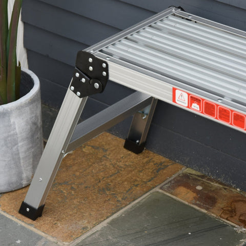 Rootz Opvouwbare opstapbank - Aluminium werkplatform - Draagbare opstapkruk - Hoog draagvermogen - Lichtgewicht - Veiligheidsvoorzieningen - 109 cm x 40 cm x 50 cm