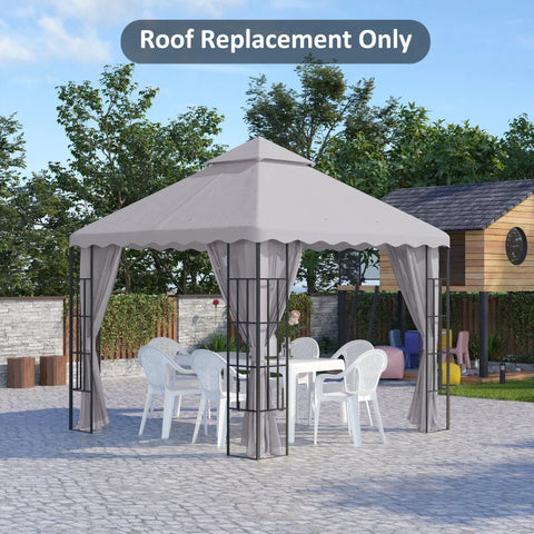 Rootz Gazebo Replacement Roof - Ventilation Canopy - Water Drainage - Holes Polyester - Light Gray - 295L x 295W cm