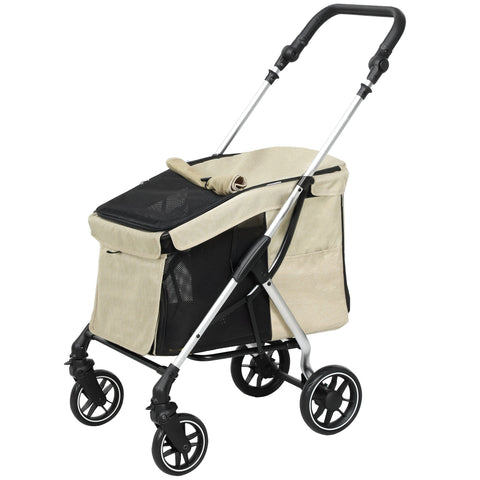 Rootz Dog Car - Pet Transport - Foldable Buggy - Lightweight Design - Washable Pillow - 80L x 48.5B x 106H cm