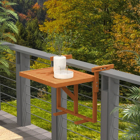 Rootz Hanging Table - Height Adjustable - Garden Table - Weatherproof - Outdoor Folding Table - Pinewood - Teak Wood - 68W x 65D x 40.5 -55H cm