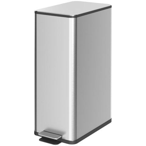 Rootz 20L Trash Can with Lid - Stainless Steel - Fingerprint-Proof - Kitchen Garbage Bin - Odor-Free Closure - 21.5cm x 37.2cm x 57cm